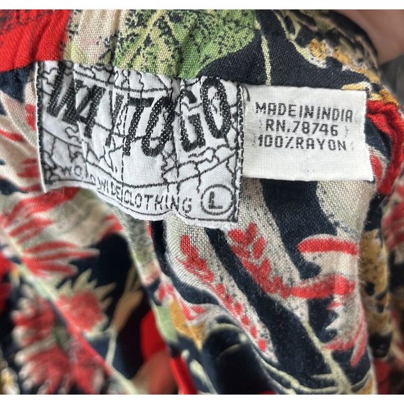 Way To Go Women Top & Shorts Set Large Floral Black Rayon Button Front India - Picture 10 of 10